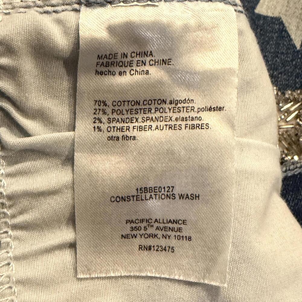 Bebe Heartbreaker Crop Stars Jeans Constellation Wash Embellished Rhinestone 28 - Picture 15 of 16